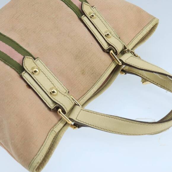 GUCCI GG Canvas Hand Bag Pink Cream Gold - Picture 6 of 12